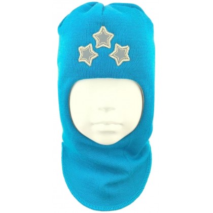 Ryški mėlyna kepurė-šalmas su vilna berniukui "Žvaigždės"